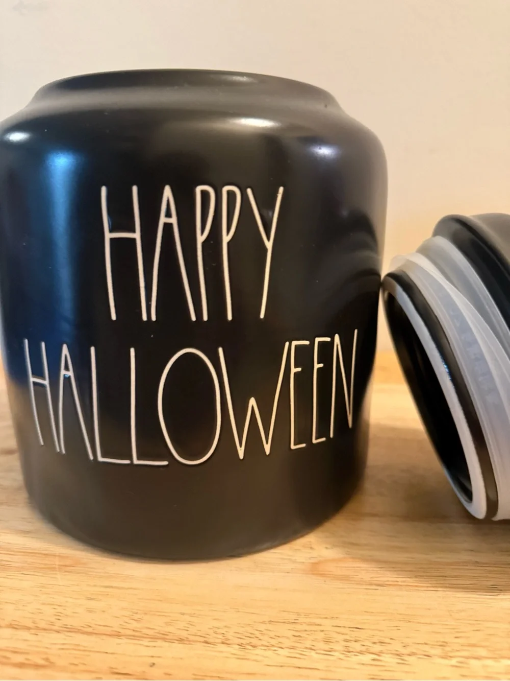 Rae Dunn Black 'Happy Halloween' Ceramic Canister